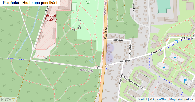 Plzeňská - mapa podnikání