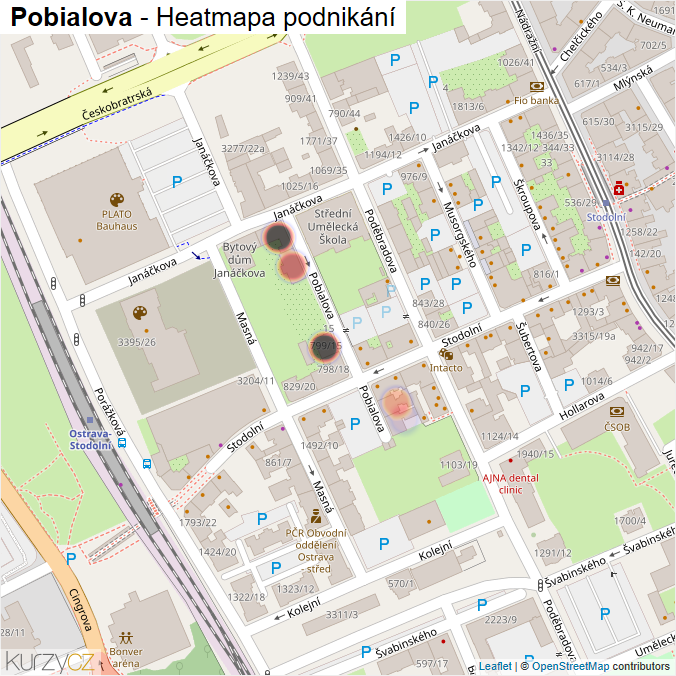 Mapa Pobialova - Firmy v ulici.