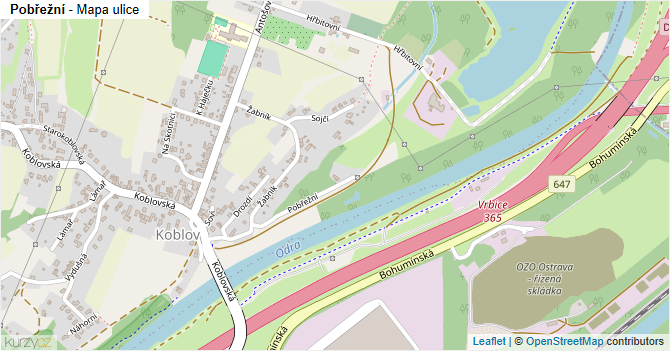 Pobřežní - mapa ulice