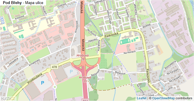 Pod Břehy - mapa ulice