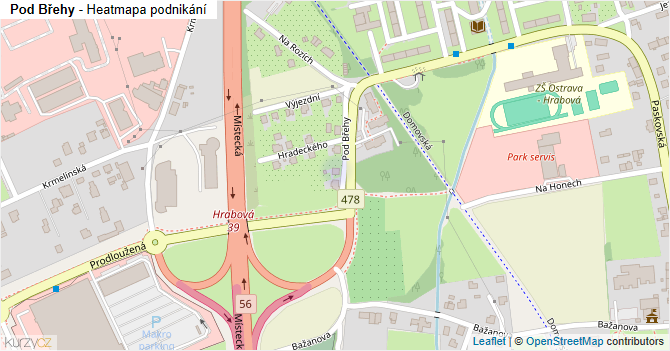 Pod Břehy - mapa podnikání