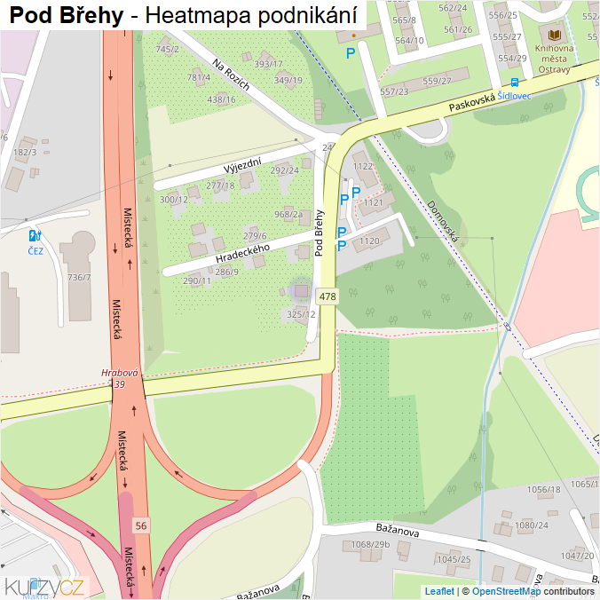 Mapa Pod Břehy - Firmy v ulici.