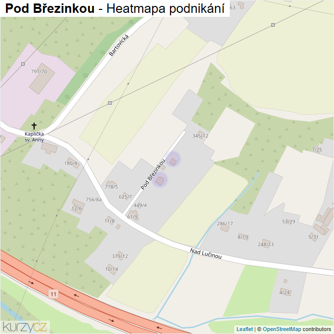 Mapa Pod Březinkou - Firmy v ulici.