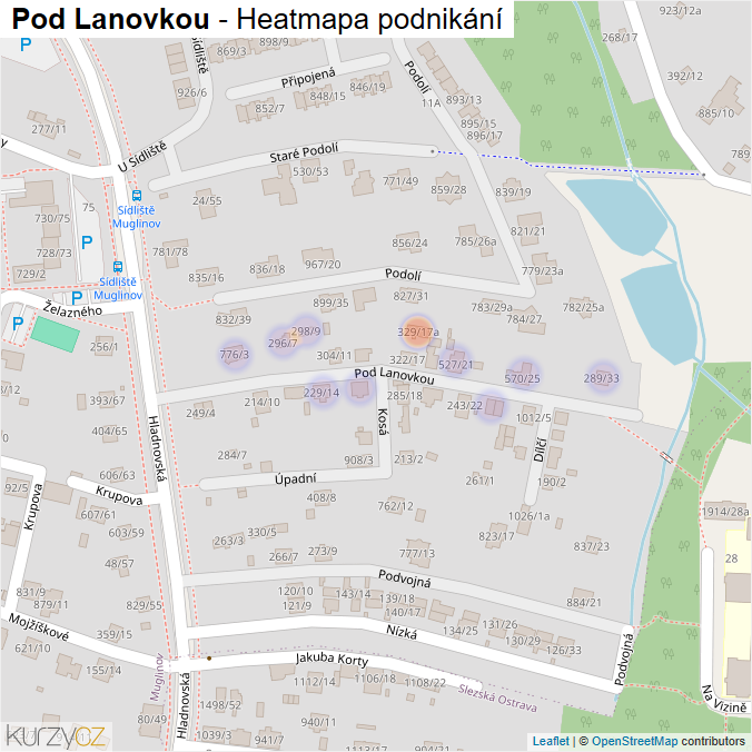 Mapa Pod Lanovkou - Firmy v ulici.