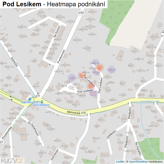 Mapa Pod Lesíkem - Firmy v ulici.