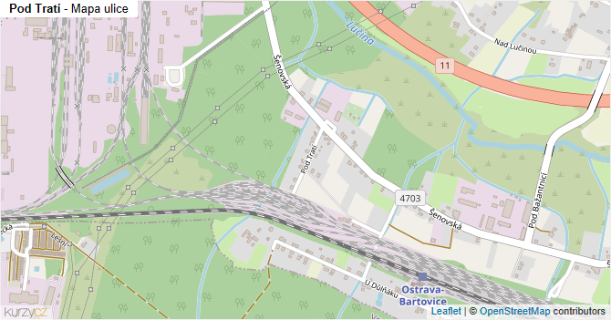 Pod Tratí - mapa ulice