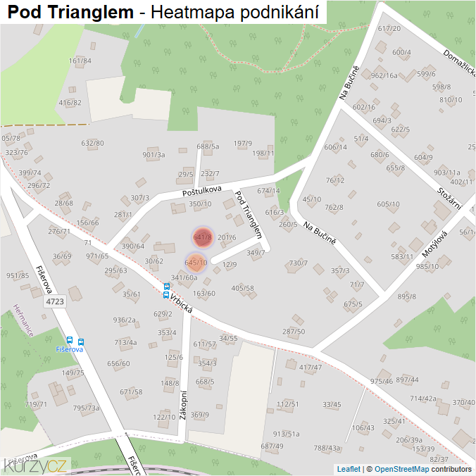 Mapa Pod Trianglem - Firmy v ulici.