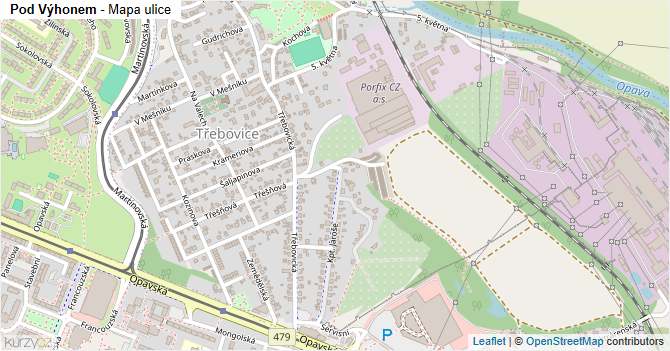 Pod Výhonem - mapa ulice