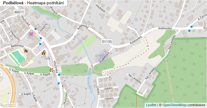 Podbělová - mapa podnikání