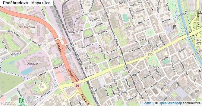 Poděbradova - mapa ulice