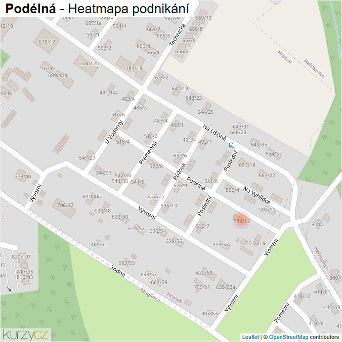 Mapa Podélná - Firmy v ulici.