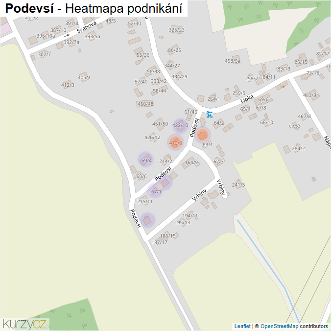 Mapa Podevsí - Firmy v ulici.
