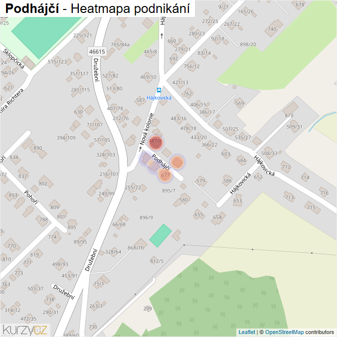 Mapa Podhájčí - Firmy v ulici.