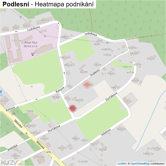 Mapa Podlesní - Firmy v ulici.