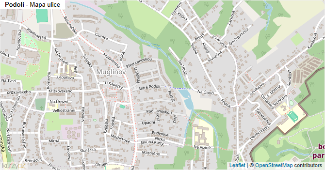 Podolí - mapa ulice