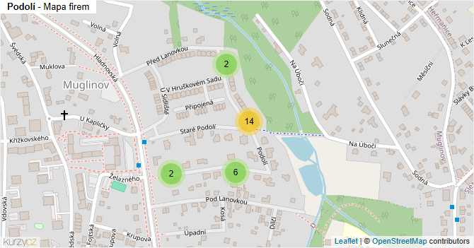 Podolí - mapa firem