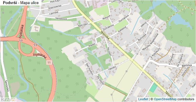Podvrší - mapa ulice
