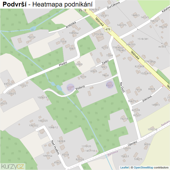 Mapa Podvrší - Firmy v ulici.