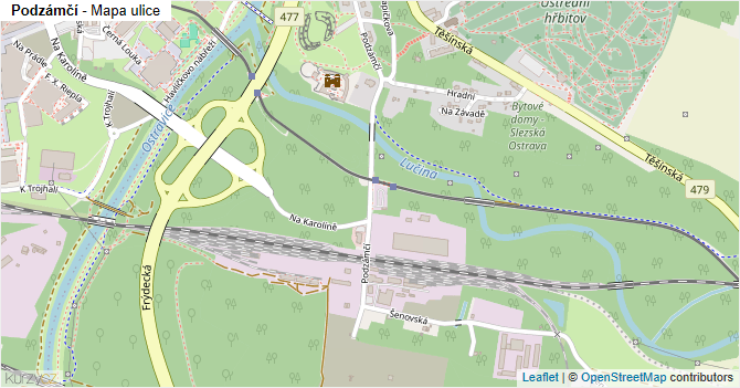 Podzámčí - mapa ulice