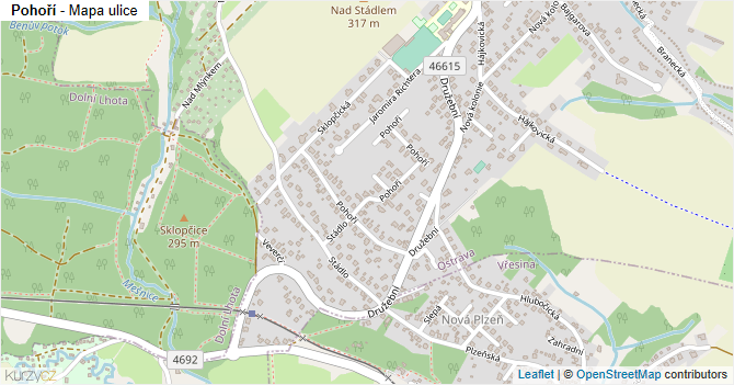 Pohoří - mapa ulice