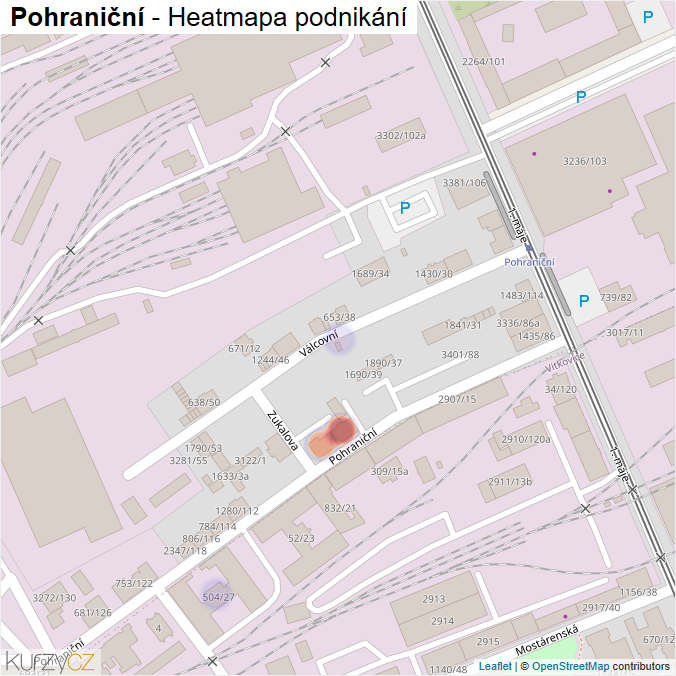 Mapa Pohraniční - Firmy v ulici.