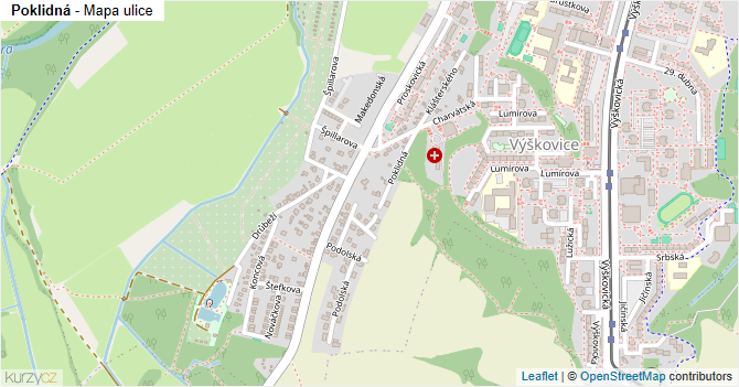 Poklidná - mapa ulice