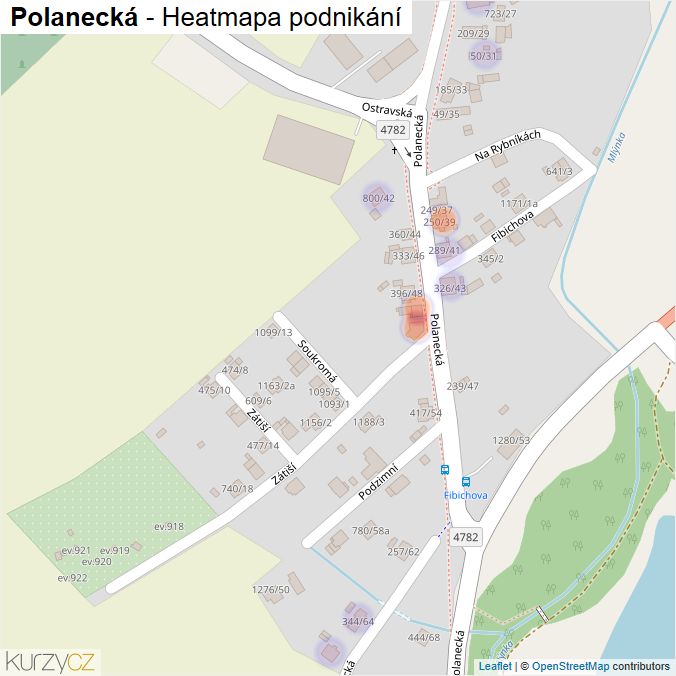 Mapa Polanecká - Firmy v ulici.