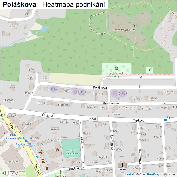 Mapa Poláškova - Firmy v ulici.