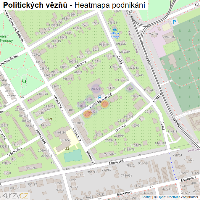 Mapa Politických vězňů - Firmy v ulici.