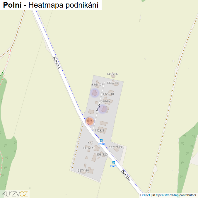 Mapa Polní - Firmy v ulici.