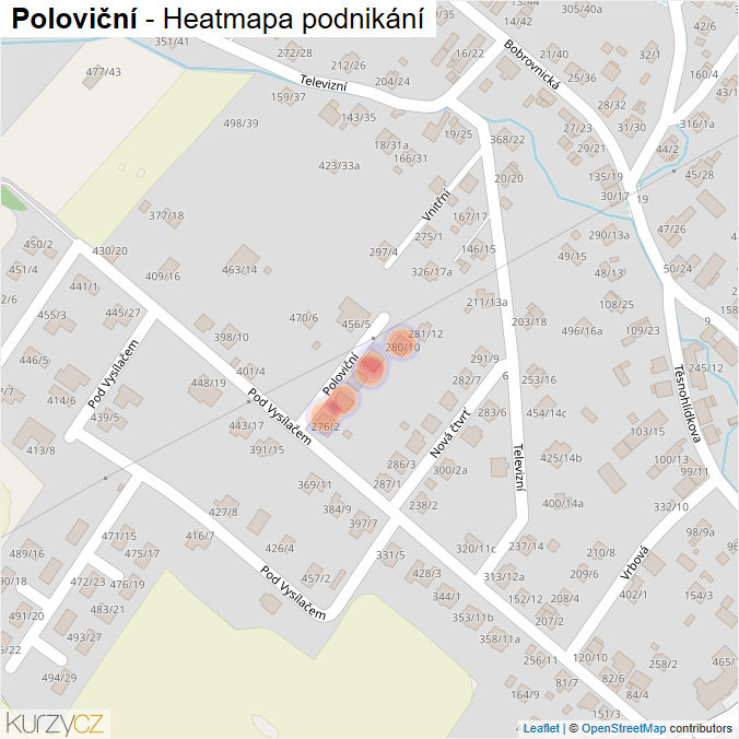Mapa Poloviční - Firmy v ulici.