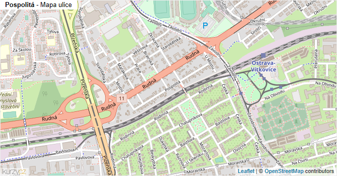 Pospolitá - mapa ulice