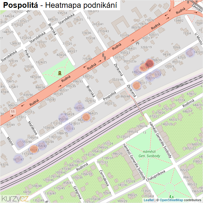Mapa Pospolitá - Firmy v ulici.