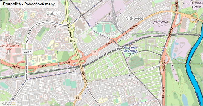Pospolitá - záplavové mapy stoleté vody