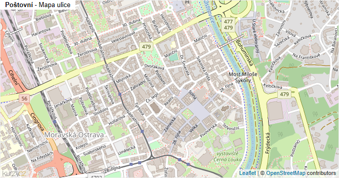 Poštovní - mapa ulice
