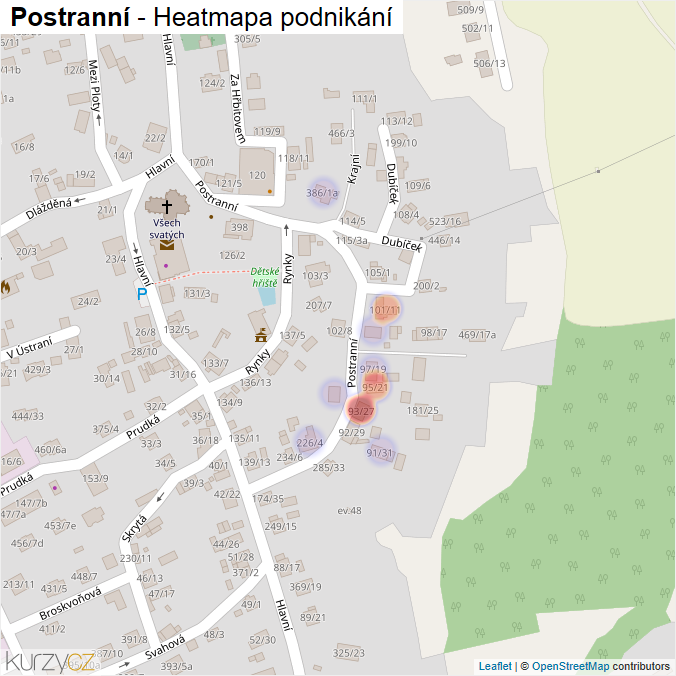 Mapa Postranní - Firmy v ulici.