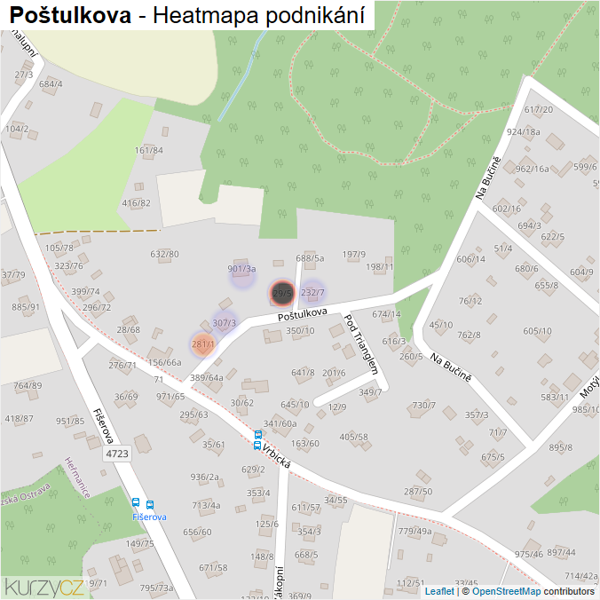Mapa Poštulkova - Firmy v ulici.