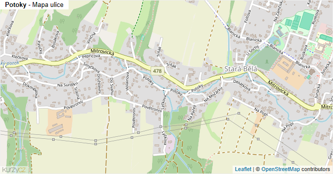 Potoky - mapa ulice
