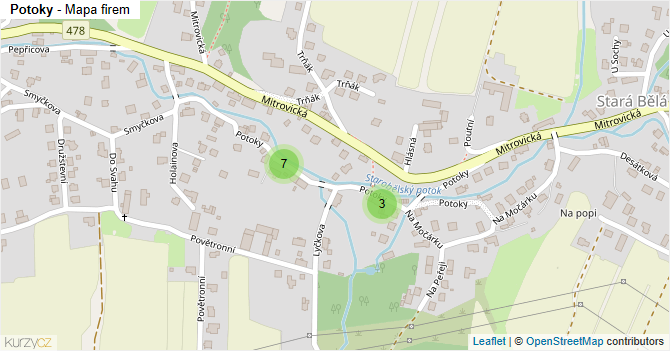 Potoky - mapa firem