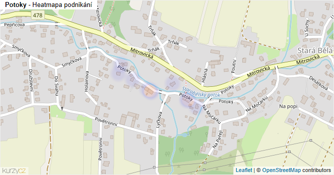 Potoky - mapa podnikání