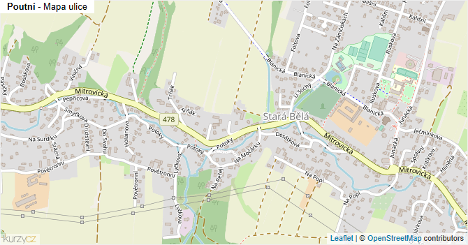 Poutní - mapa ulice
