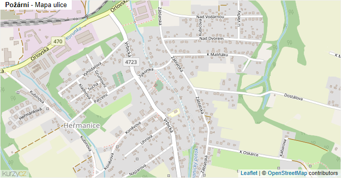 Požární - mapa ulice