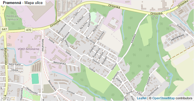 Pramenná - mapa ulice