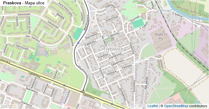 Praskova - mapa ulice