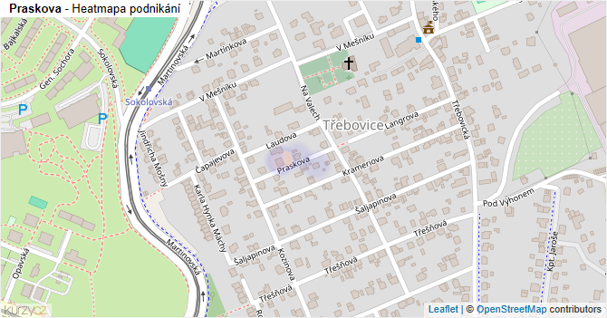 Praskova - mapa podnikání