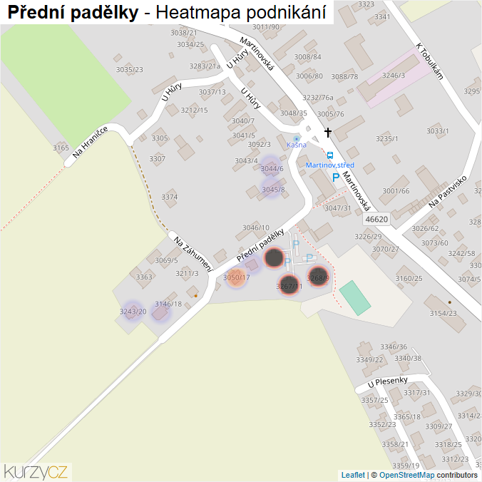 Mapa Přední padělky - Firmy v ulici.