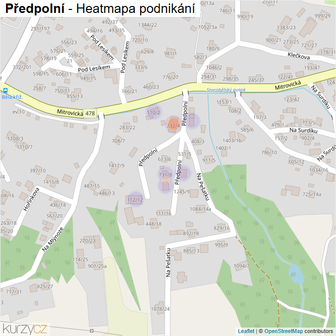 Mapa Předpolní - Firmy v ulici.