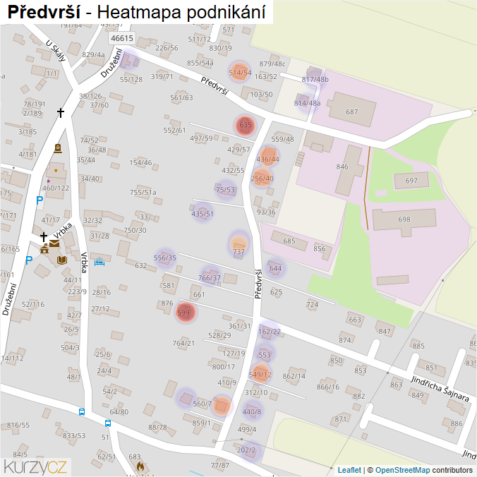 Mapa Předvrší - Firmy v ulici.