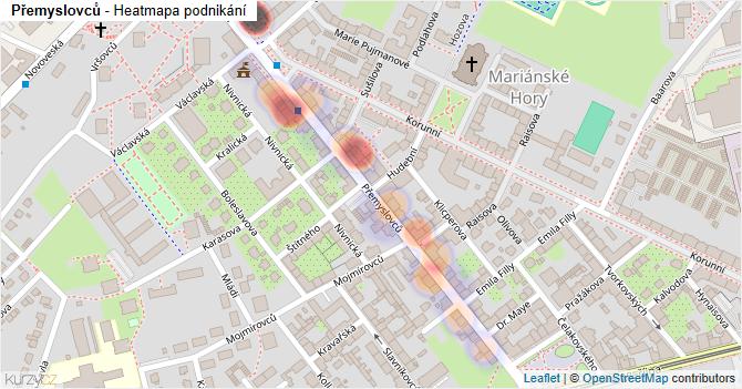 Přemyslovců - mapa podnikání