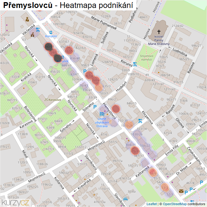 Mapa Přemyslovců - Firmy v ulici.